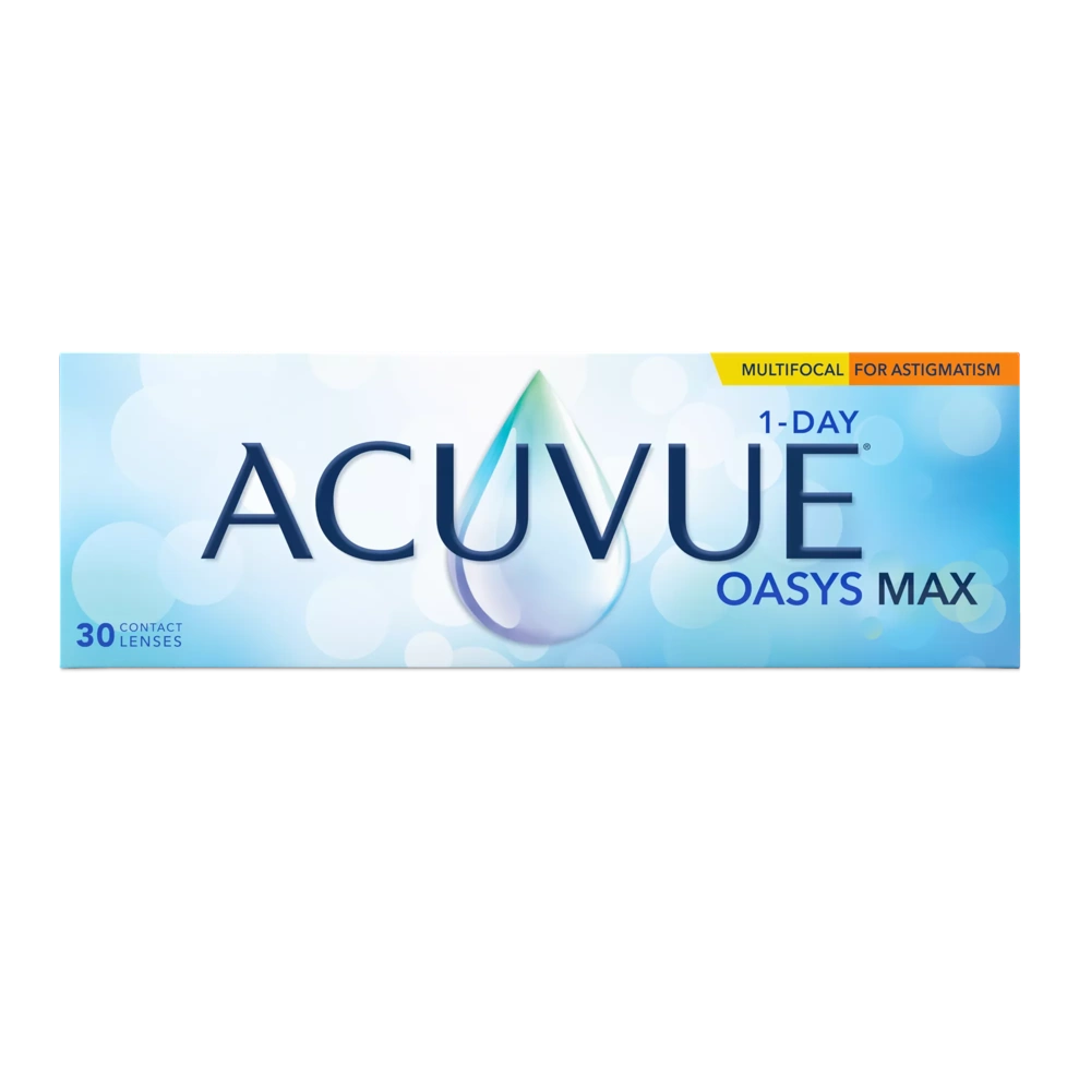 Box of ACUVUE OASYS MAX 1-Day MULTIFOCAL for ASTIGMATISM contact lenses