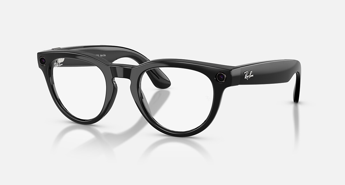 Ray-Ban Meta Headliner Gen 2 AI glasses in shiny black with a rounded, retro-inspired frame, showing the built-in camera lens